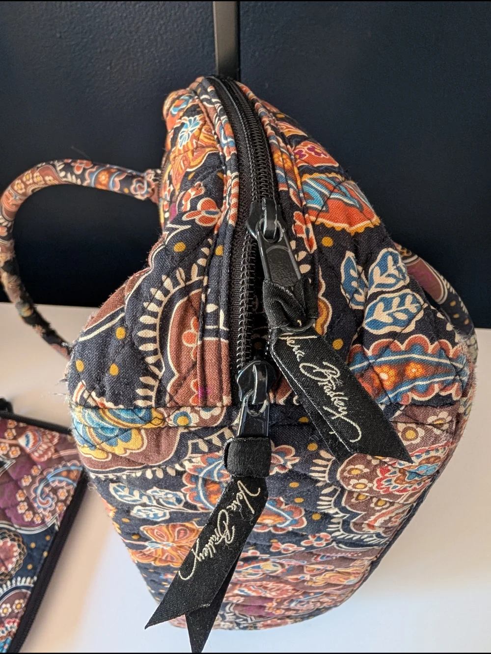 Vera Bradley Brown Floral Quilted Shoulder Bag with Matching Wallet